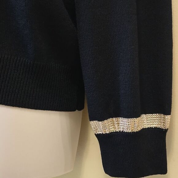 ST. JOHN by Marie Gray Santana Knit Sweater Size Large Ribbon Mock Neck Holiday - Picture 11 of 14